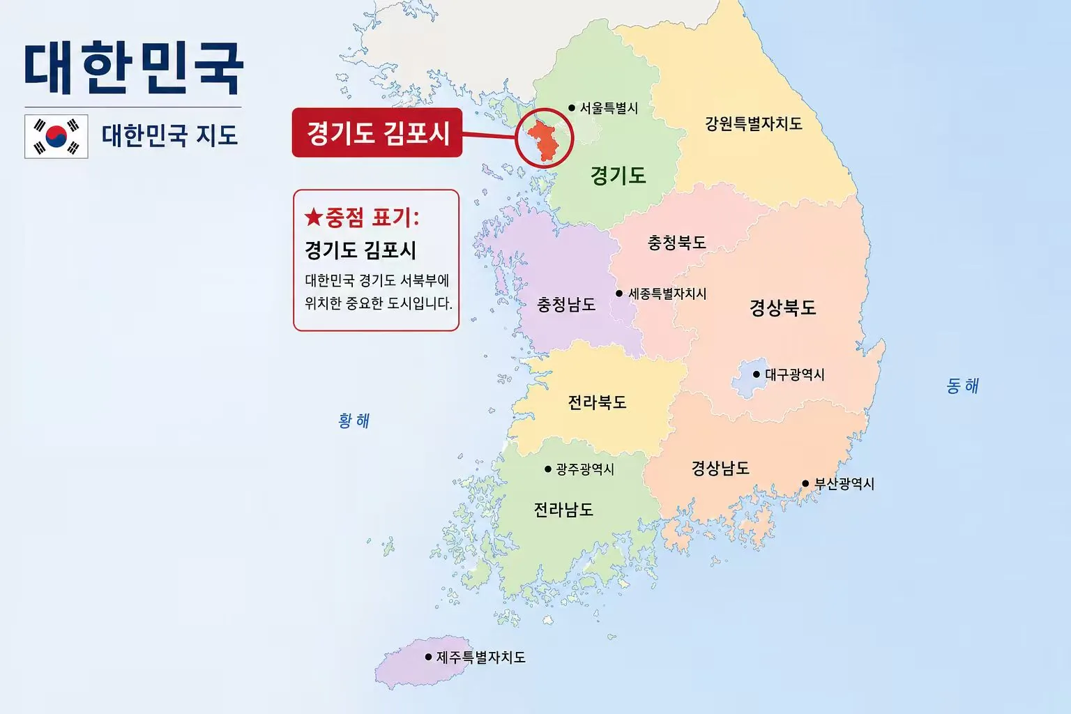 Map of South Korea highlighting Gimpo-si, Gyeonggi-do
